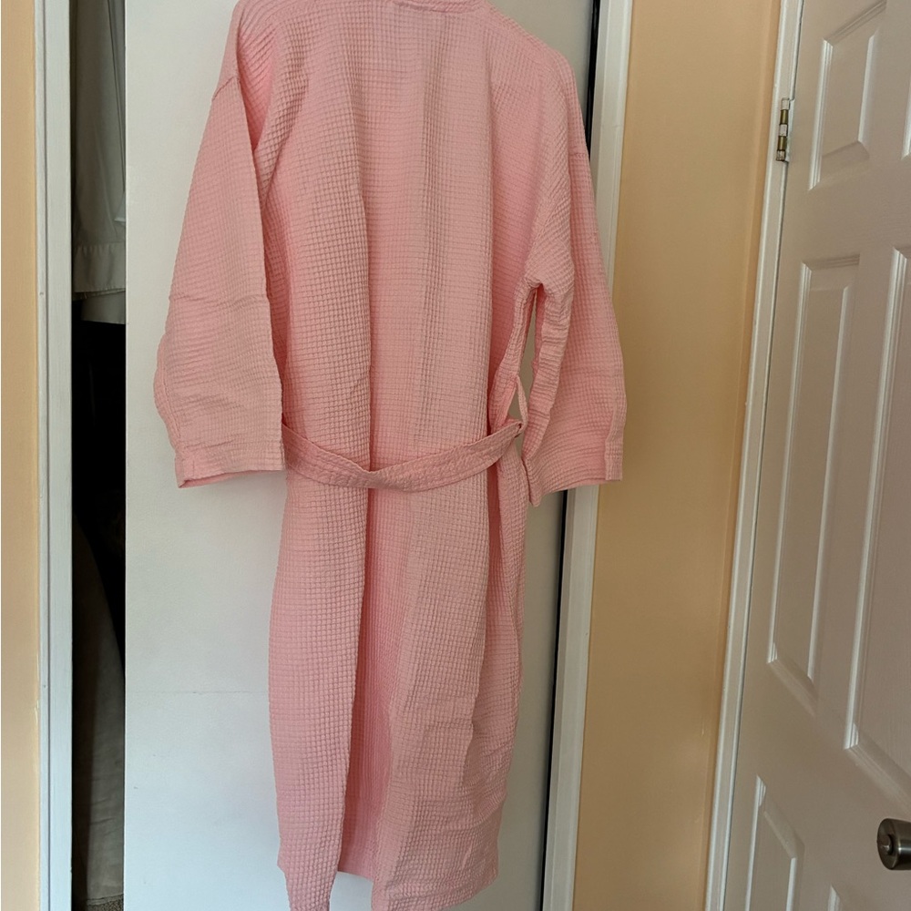 Pink Waffle Knit Robe - Picture 2 of 4